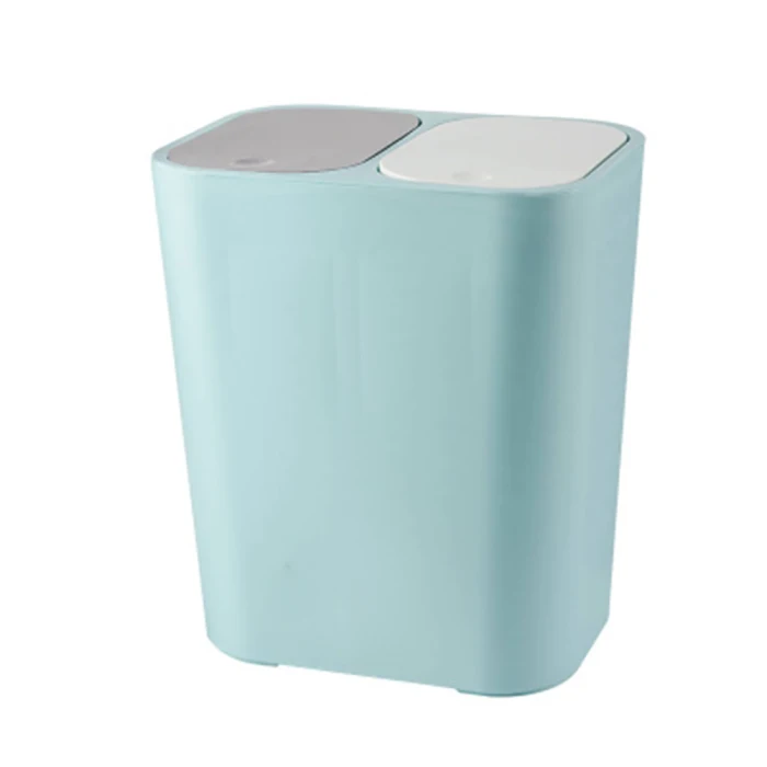 Trash Can Rectangle Plastic Push-Button Dual Compartment 12liter Recycling Waste Bin Garbage Can DTT88
