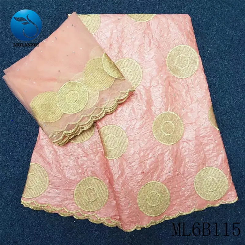 

LIULANZHI african lace fabrics 2019 New embroidery beads bazin riche fabric with beads 5+2yards cotton bazin fabric ML6B115