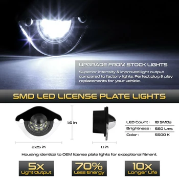 

Parts License Plate Light Bulbs Auto Replacement Exterior 1 Pair White