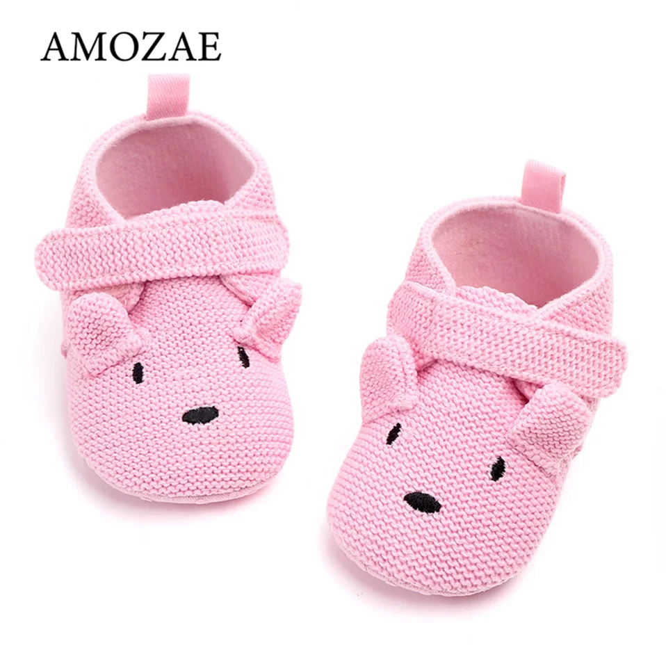 Zapatos tejidos de lana para bebés recién nacidos, calzado de dibujos animados, primavera y otoño, 2021