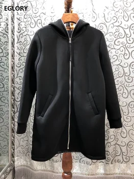 

Hooded Long Coats 2019 Autumn Winter Outerwear Coats Women Pocket Patchwork Long Sleeve Casual Long Zipper Coat Jackets Ladies