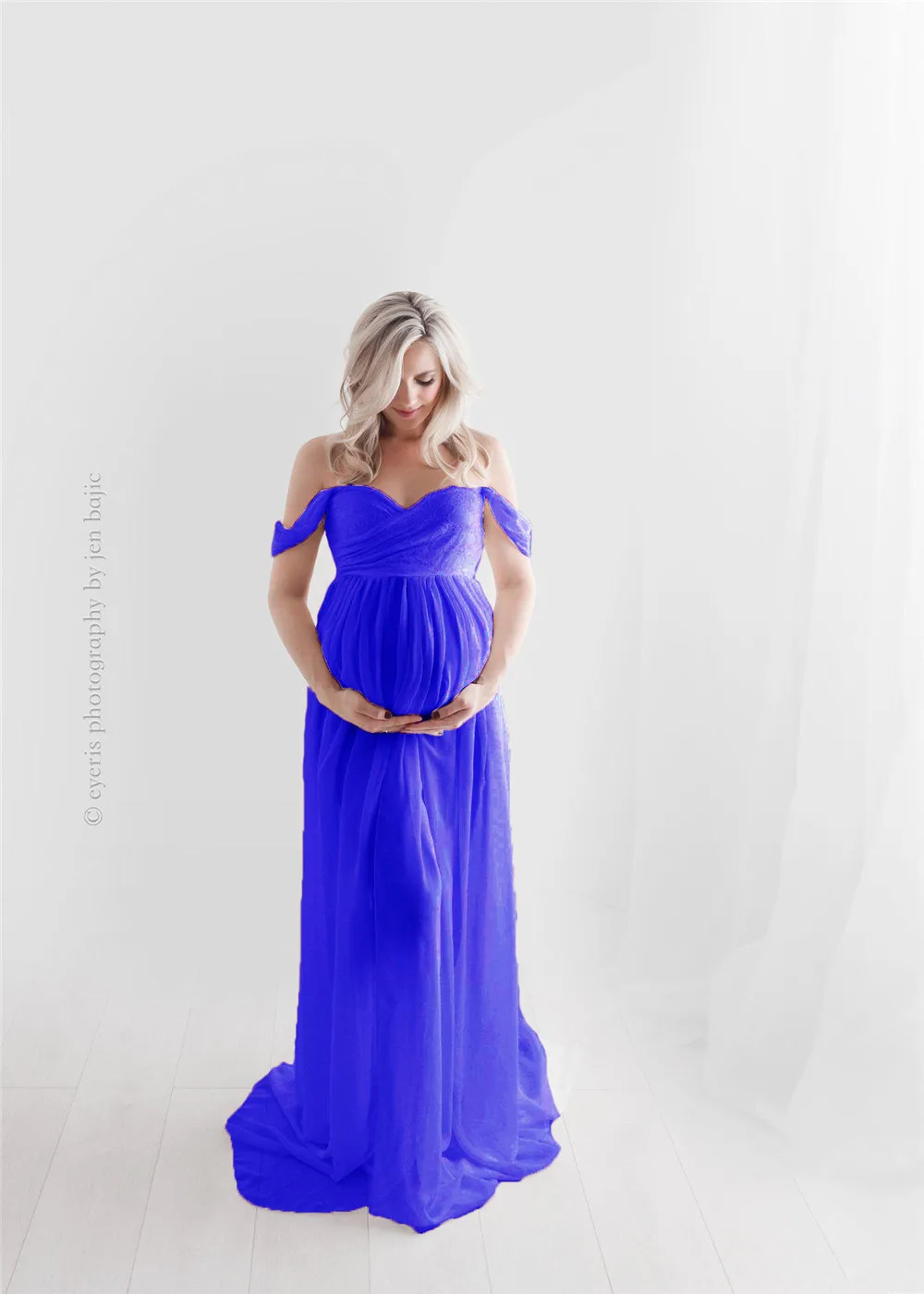 Shoulderless Maternity Dress For Photography Sexy Front Split Pregnancy Dresses For Women Maxi Maternity Gown Photo Shoots Props (1)