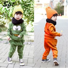 Sfit/осенне-зимний комплект из 2 предметов для маленьких мальчиков и девочек, топ с длинными рукавами и принтом героев мультфильмов+ спортивные штаны, повседневный спортивный костюм, комплекты одежды