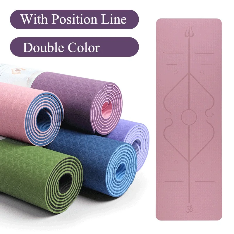 1830*610*6mm TPE Yoga Mat with Position Line Non-slip and Tasteless Fitness Mat Pilates Beginner Environmental Fitness Gymnastic