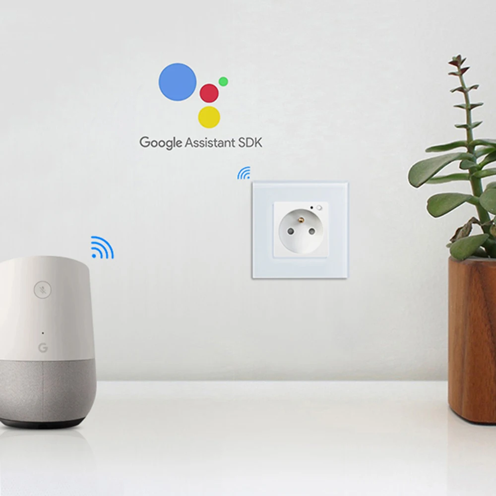 Wifi смарт FR настенная розетка стеклянная Хрустальная панель розетки Франция французский Беспроводные Розетки дистанционное управление работа с Alexa Google Home