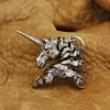 LINSION Cupronickel Charms Red Eyes Neck Moveable Unicorn Pendant Mens Biker Rock Punk Pendant CP288 JP 3