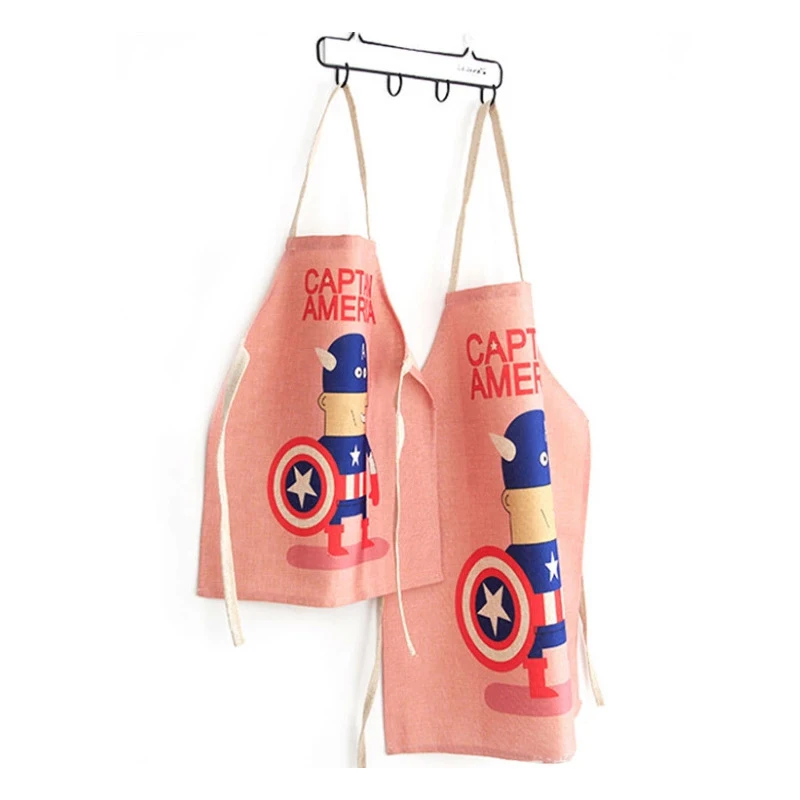 Cartoon Cute Cotton Linen Apron Parent-child Game Antifouling Aprons Kitchen Cooking Baking Protection Kid Adult Women Apron