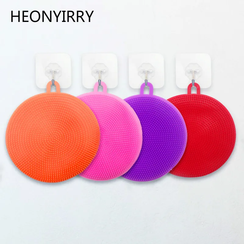 

Silicone Dish Washing Sponge Scrubber Kitchen Cleaning antibacterial Tool Soft Cleaning Antibacterial Brush Kitchen Tools