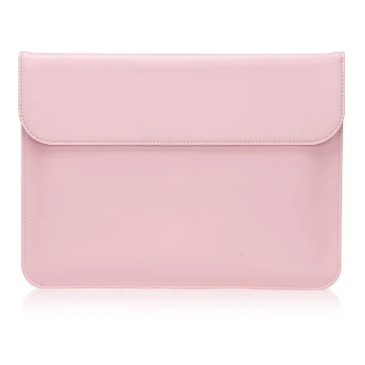 Новая сумка для ноутбука из искусственной кожи для мужчин и женщин с магнитной адсорбцией для Macbook Air 11 12 13 чехол Pro 15 Touch Bar Ультратонкий чехол - Цвет: pink