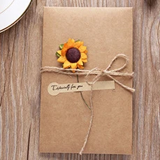 DIY крафт-бумага поздравительные карты с конвертом ручной работы гербарий приглашения на свадьбу День рождения Сувениры принадлежности для декора подарок - Цвет: Sunflower