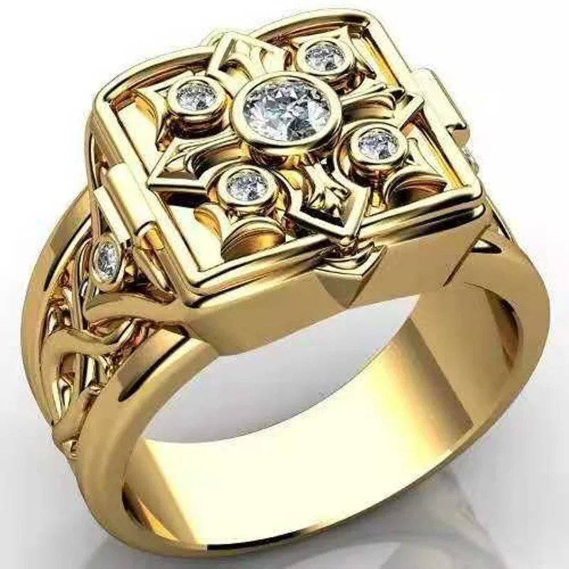 New hot sale European and American style carved open cap pattern ring men's ring rings for men