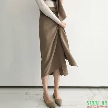 

Casual Skirt For Women High Waist Bandage Asymmetrical Midi Skirts Female Korean Fashion Elegant 2020 Spring