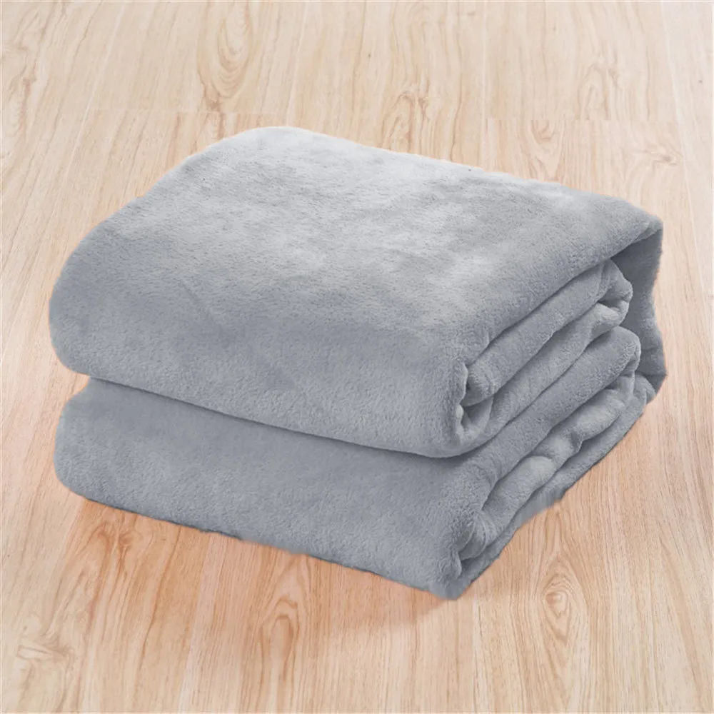 Grey Однотонное фланелевое одеяло супер мягкое клетчатое покрывало для дивана зимнее теплое постельное белье одеяло из искусственного меха s 100X140 см - Цвет: Grey