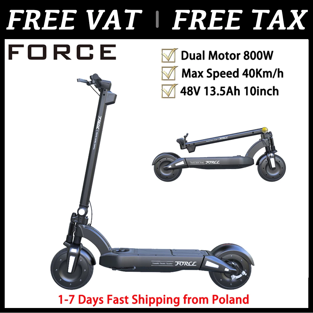 Ruota Larga Per Skateboard Pieghevole Da 10 Pollici Con Doppio Motore 48V 800W 13.5Ah 40 Km/H Originale Mercane Force