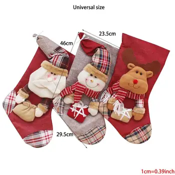 

Christmas Christmas Stocking, Set of 3 Santa, Snowman, Reindeer, Xmas Character 3D Plush with Faux Fur Cuff Christmas and Party