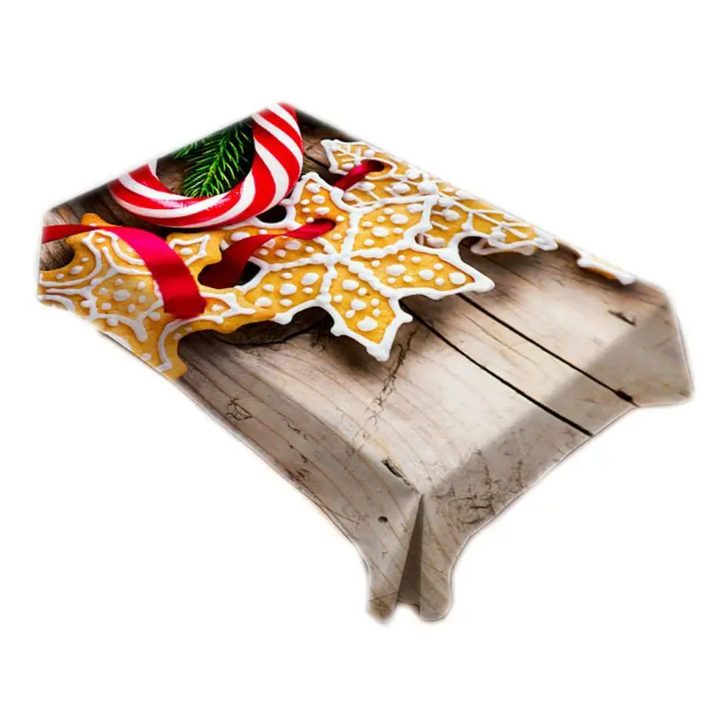 Christmas Square Tablecloth Gingerbread Man Snowflake Digital Printing Table Cover for Party Supplies Dining Room Kitchen Decor - Color: H