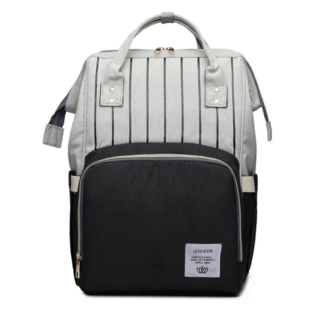 Black white stripe Модная сумка для подгузников для мам, Большая вместительная сумка для подгузников, дорожный рюкзак для кормления, сумка для ухода за ребенком, женская модная сумка - Цвет: Black white stripe