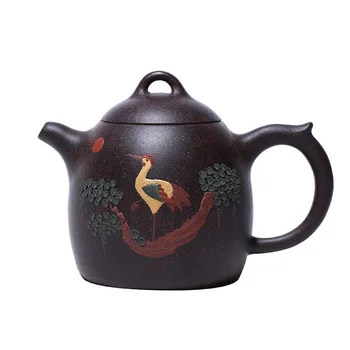 

Yixing purple clay teapot ore mud black handmade crane kung fu kettle
