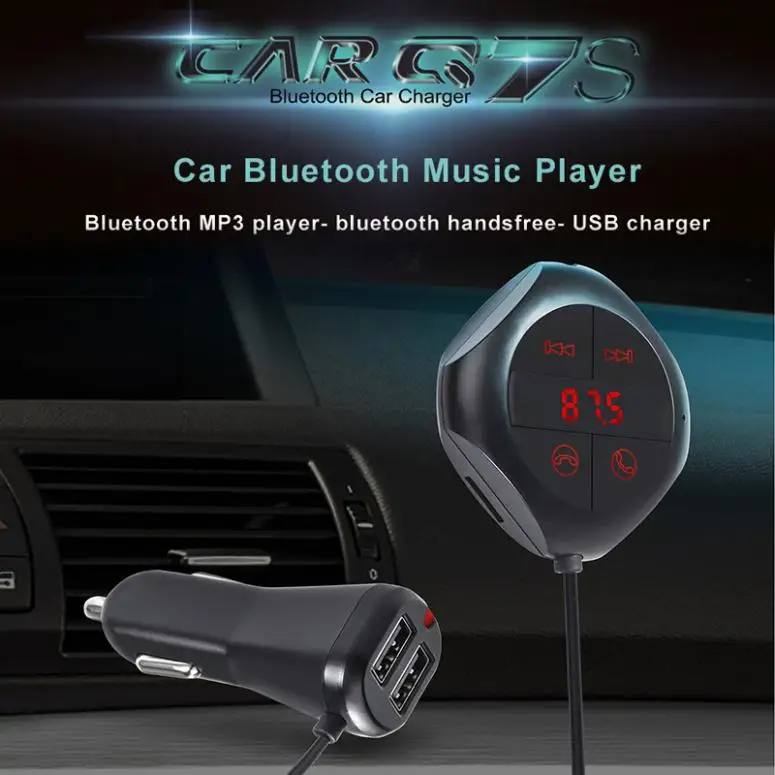 Q7S Bluetooth Hands-free fm-передатчик автомобильный комплект MP3-плеер беспроводной модулятор двойной USB порт Расширение MP3 USB SD MMC+ 3,5 мм AUX