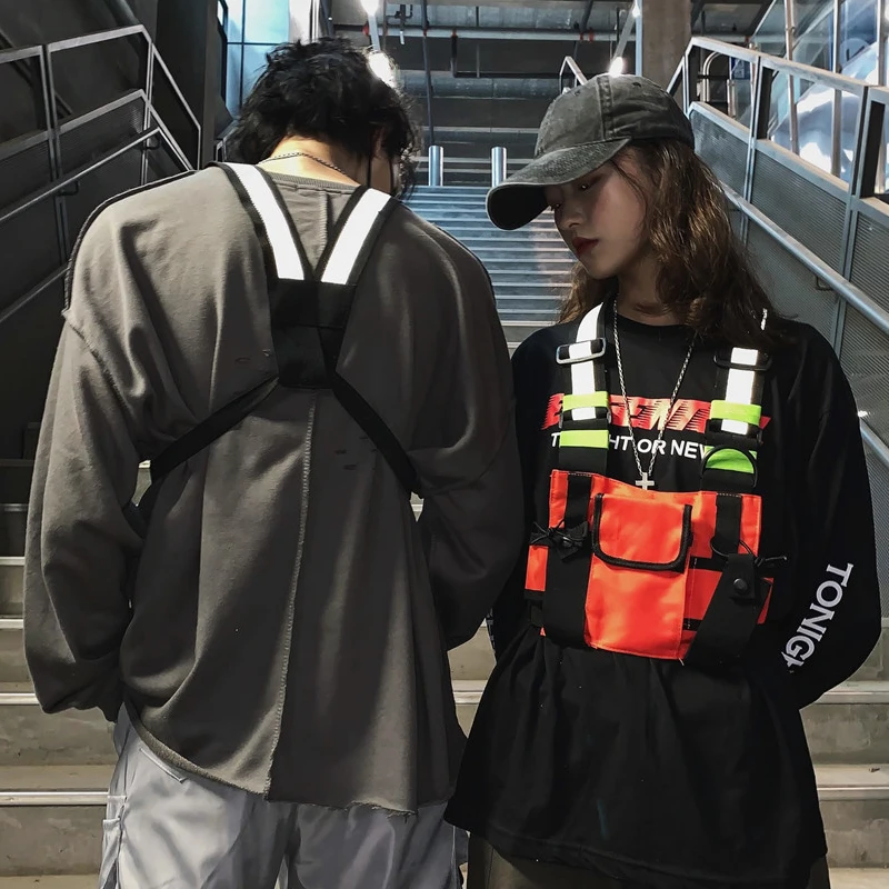 Мужской функциональный Kanye хип-хоп черный жилет сумка женская тактическая уличная сумка женские поясные сумки модные мужские нагрудные сумки G131