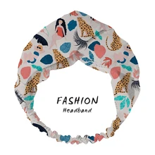 

2020 Summer Hair Accessories Tropical girls and Cheetah Printed Stretch Headband Women Elastic Turban Scarf Headgear Scrunchies