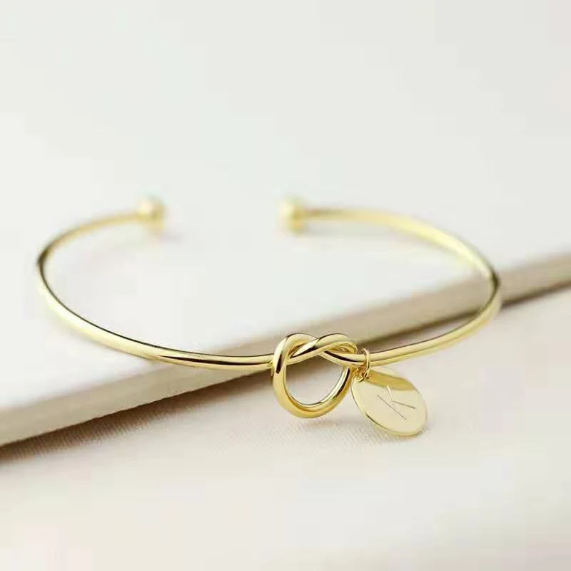Dinglly Golden English Letter Charm Bracelet Bangle For Women Men Lover Friend Name Initials Couple Opening Heart Bracelets bracelet jewelry