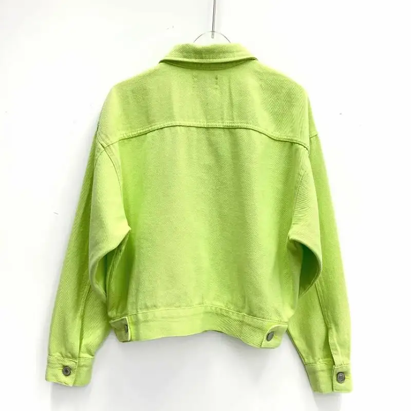 Vinatge джинсовая куртка Женская harajuku синяя джинсовая куртка уличная зеленая Женская Куртка розовая ветровка осень