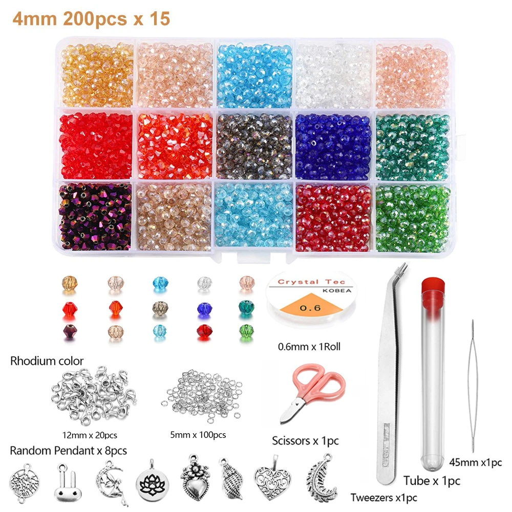 DIY 100 Pcs 4mm Loose Beads Round Spacer Double Colors Glass Jewelry making #31 