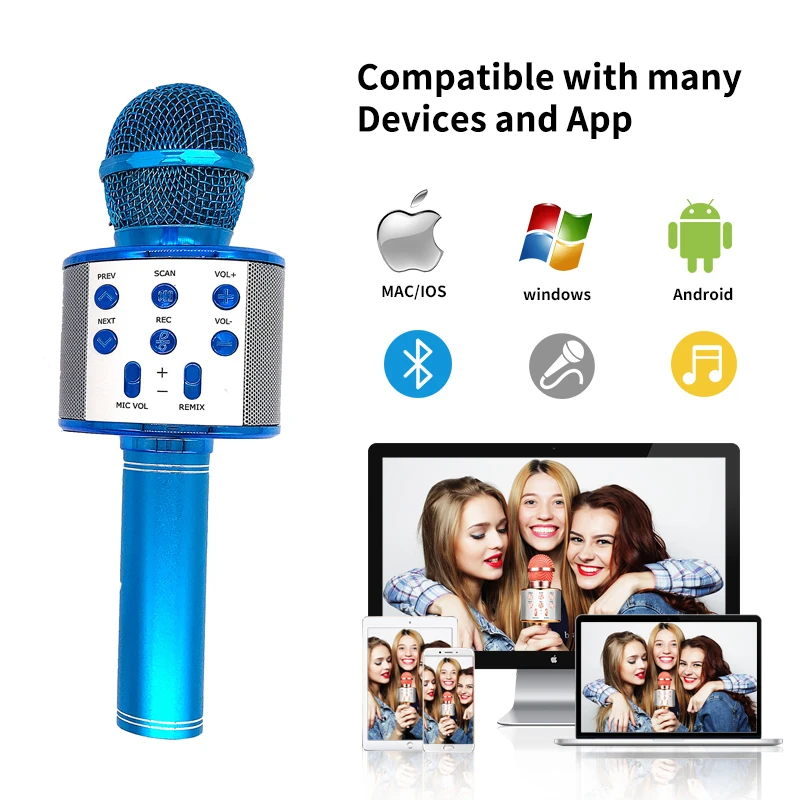 50% вспышки Быстрая WS-858 микрофон караоке беспроводной динамик запись Youtube Bluetooth микрофон для смартфонов