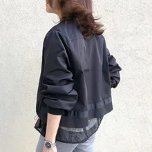

Women Jacket Coat 2021 New Korean Japanese Style Zipper Mesh Patchwork Casual Spring Autumn Short Outerwear Women's Coat Fashion