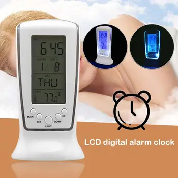 

LCD Temperature Digital Alarm Clock Table Alarm Clock Creativity Display Talking Night Lamp Multifunction Business Backlight