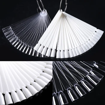 

1 Set Nature Clear Black False Nail Tips Full Card Fan Finger Nail Art Display Practice for Acrylic UV Gel Polish Tool