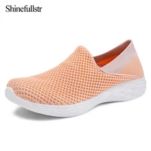 Прогулочная обувь из дышащего сетчатого материала для взрослых женщин; женские кроссовки без шнуровки; спортивная обувь для улицы; гибкая Повседневная обувь; zapatillas mujer