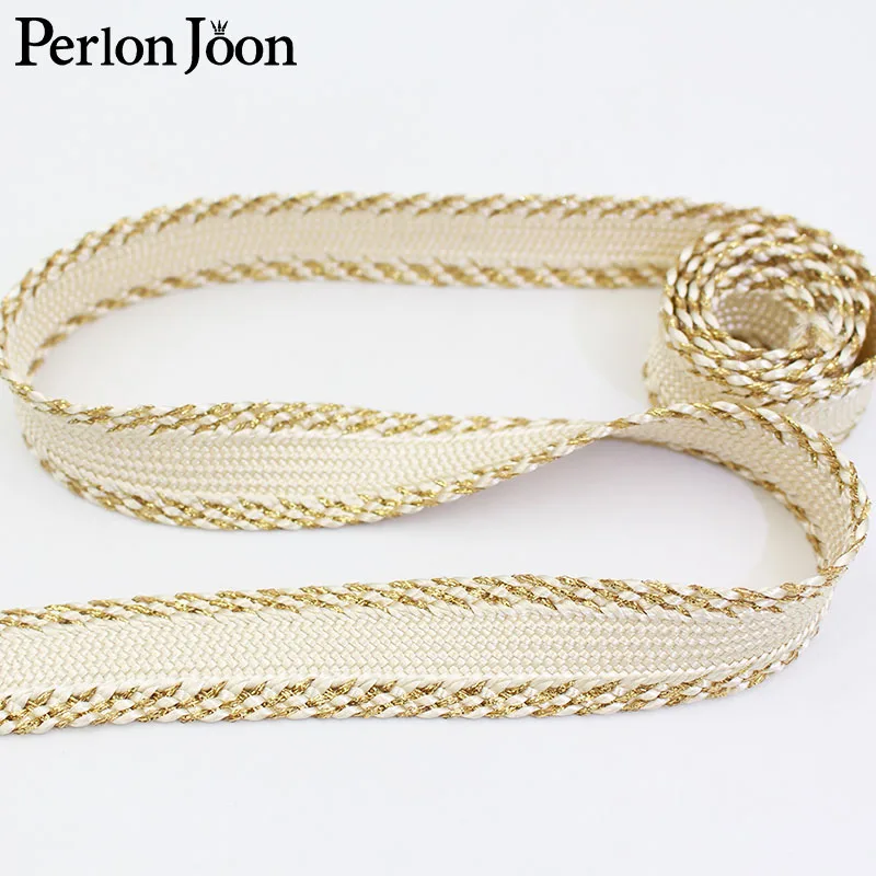 Golden Lace Clothing Skirt Robe Shoes Hat Luggage Home Curtain Webbing 5 Yards Wide 25mm ZD0312 webbing ribbon nylon webbing nylon webbing tape