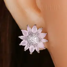 Серьги-гвоздики в виде цветка newraos, розовый цвет, крошечные серьги для пирсинга для женщин, модные ювелирные изделия, массивные ювелирные изделия, EGY042