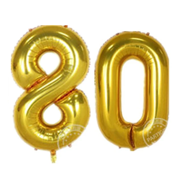 gold 80 2 шт., 30 Вт, 40 дюймов розовое золото Фольга воздушные шары для взрослых 30th День рождения Юбилей, 16, 18, 20, 25 60 золотистый цифра серебряные украшения Globos - Цвет: gold 80