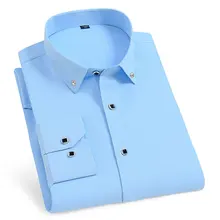 Bassic, деловая Мужская Однотонная рубашка с длинным рукавом, рубашка на пуговицах с воротником, Стандартная посадка, официальная Рабочая Рубашка без карманов