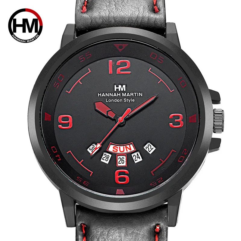 

Men Double Calendar Europe And America Sports Large Watch Authorized Army Style Watch Leather Belt Calendar Week Watch Mens Watc