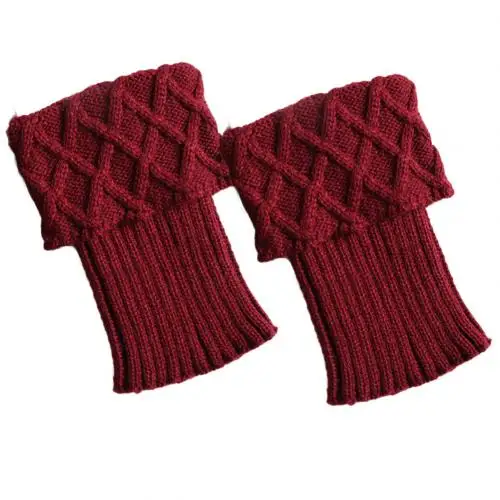 Wine Red Гетры женские теплые гольфы зимние теплые носки для обуви - Цвет: Wine Red