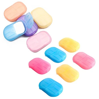 

10Pcs Disposable Hand Wash Cleaning Paper Soap Sheet Mini Bath Foam Paper Soap Suitable for Travel Camping Hiking Random Color