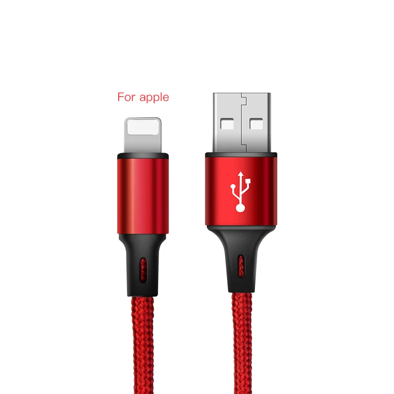 Red For Apple IONCT 3A USB кабель для передачи данных нейлоновая Быстрая зарядка для айфона 6 7 8 11 X XS XR iPad мини кабель шнур для зарядки телефона зарядное устройство 0,25 м 1 м 2 м Шнур провода - Цвет: Red For Apple