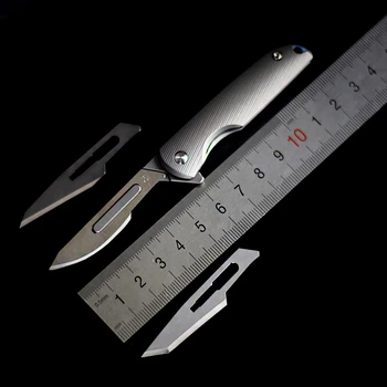 

Outdoor Paper Knife Surgical Blade Cutting Box Open Express Knife EDC Titanium Alloy Back Clip Titanium Alloy Handle