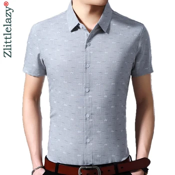 

2020 new short sleeve men social shirt summer streetwear casual striped shirts dress mens slim regular fit clothes fashions 4148