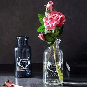

Scandinavian Glass Vase Elegance Dry Flower Vase Chic Desktop Decor Fresh Floral Storage Bottles Water Culture Plant Utensils