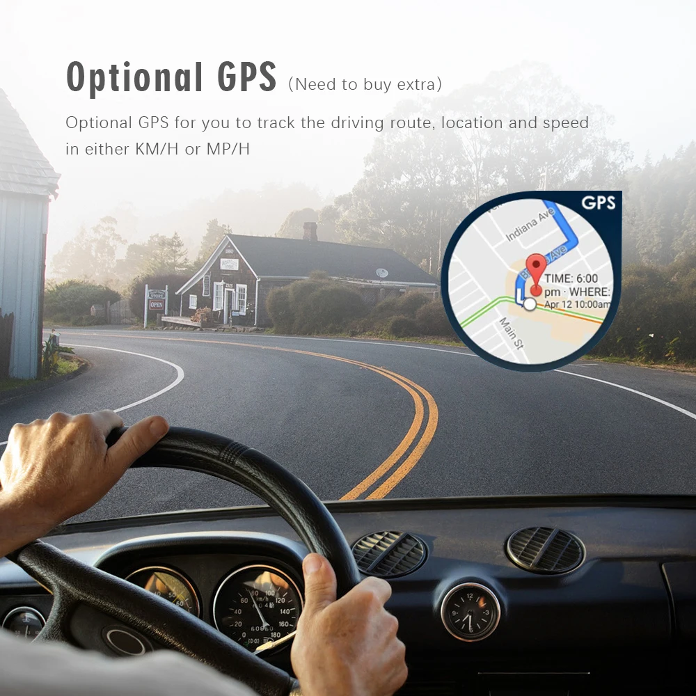 Автомобильный видеорегистратор GPS с двумя объективами Full HD 1080 P 170 градусов