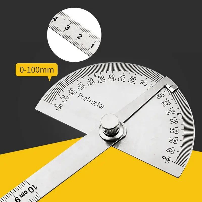 

0 To180 Degrees Round Head Stainless Steel Angle Protractor Angle Finder Measuring Ruler Machinist Tool Easy To Carry