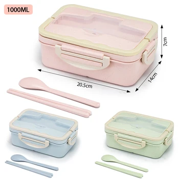 Lunch Box, 3 Compartment Sealed Bento Box and Cutlery Set Lunch Boxes for Kid Adult, Suitable for Microwave and Dishwasher 2