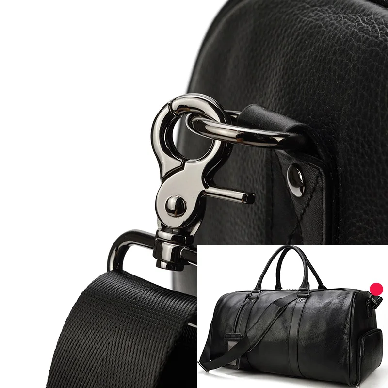 Big capacity genuine leather travel bags men women soft black cowhide casual travel duffel high quality cow leather shoulder bag
