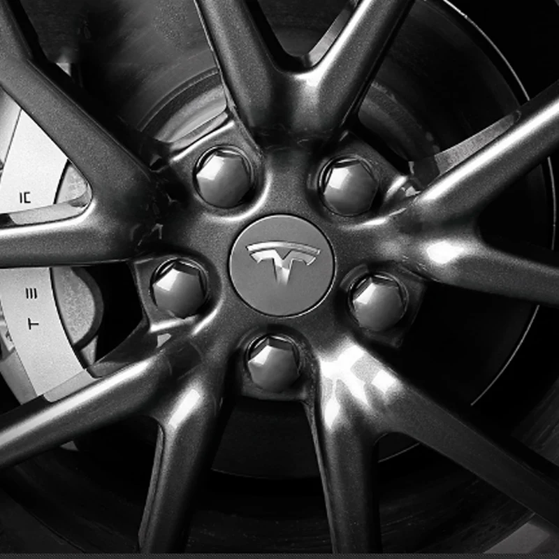 Модификация колпачки на Колесные гайки автомобиля Авто ступица винт крышка колеса гайка защитные колпачки Крышка головки для Tesla модель 3 - Название цвета: 20PCS and 4PCS Logo