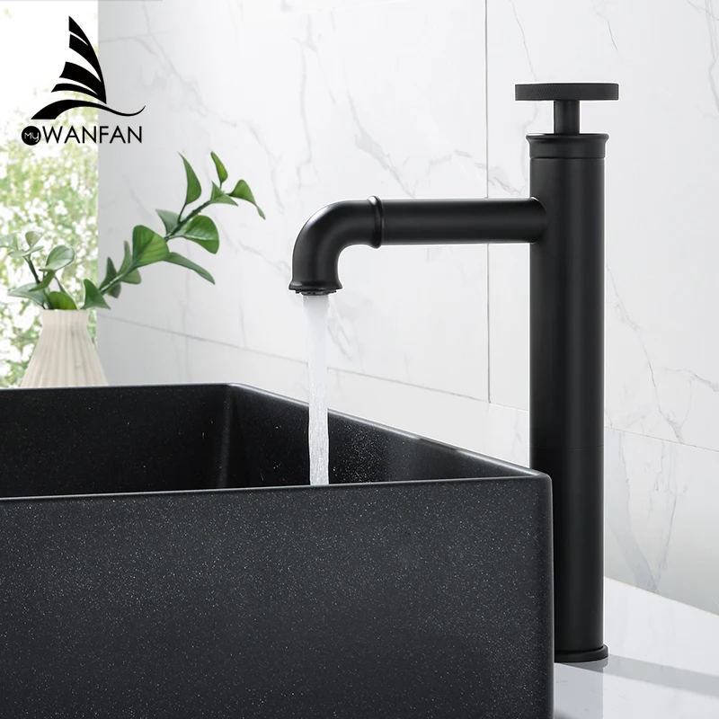 Смеситель для раковины в ретро-промышленном стиле, матовый черный латунный кран для ванной комнаты, кран для горячей и холодной воды, Смеситель torneira WF-F20A03R